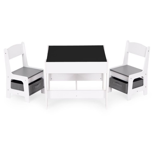 Eco Toys Dečiji set sto i 2 stolice sa tablom za pisanje White ECOTOYS ZKC-1A