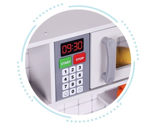 Eco Toys Drvena kuhinja za decu sa zvukovima, led svetlom,rernom,mašinom i kuhinjskim priborom TL403005