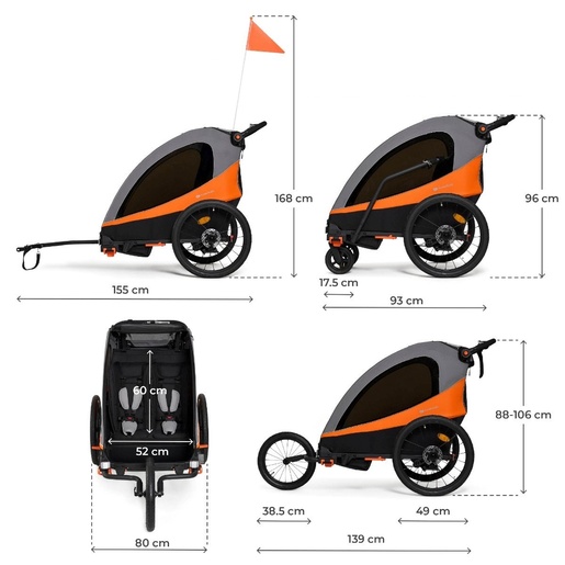 KINDERKRAFT PRIKOLICA ZA BICIKL 3U1 NAVA SUNNY KSNAVA00ORA0000