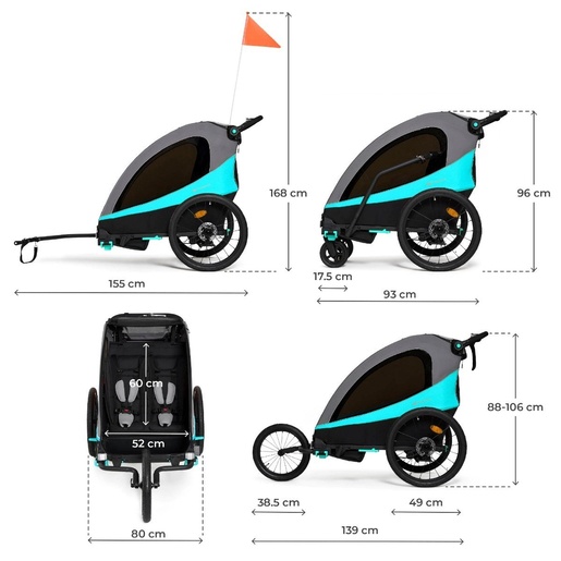 KINDERKRAFT PRIKOLICA ZA BICIKL 3U1 NAVA HAWAIIAN KSNAVA00BLU0000