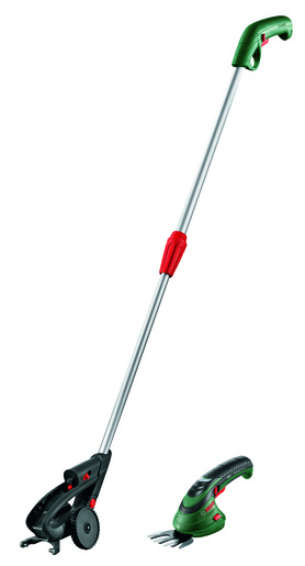 BOSCH ISIO akumulatorske makaze za uređivanje trave i grmova + nož za travu (80mm) + teleskopska drška 0600833109
