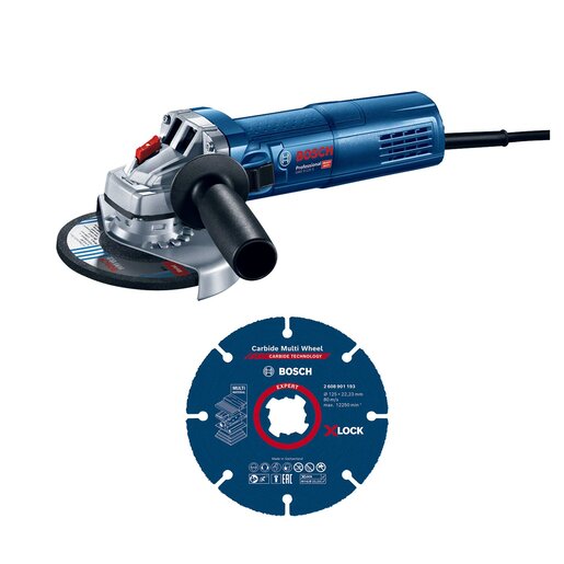 BOSCH Professional ugaona brusilica GWS 9-125 s + 1x X-LOCK Carbide MultiwheeL višenamenska rezna ploča 0615990N3G