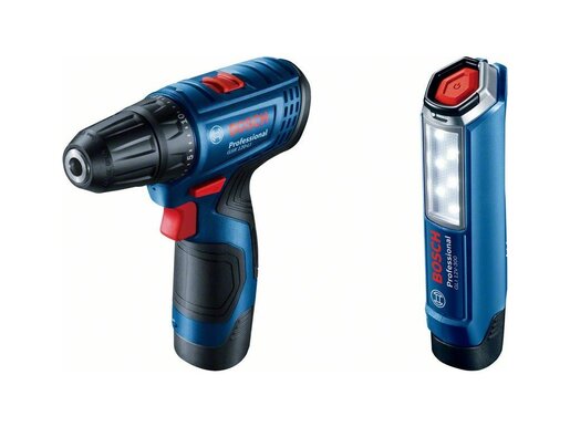 BOSCH Professional akumulatorska bušilica-odvrtač GSR 120-LI + GLI 12V-300 (2x 2,0 Ah + GAL 1210 CV, kofer) 06019G8004