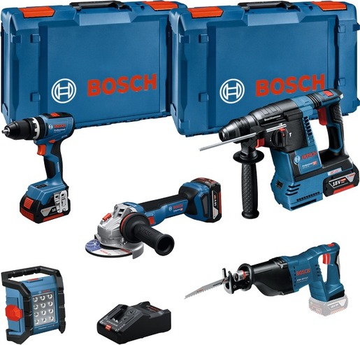 BOSCH Professional set alata GSB 18V-65 + GBH 18V-26 + GWS 18V-11 + GSA 18V-LI + GLI 18V-1200 C + 3x5.0Ah baterija + GAL brzi punjač 0615A5007S