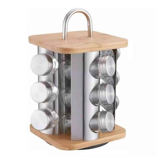 Klausberg KB7554 stalak za začine bambus staklo sa 12 teglica