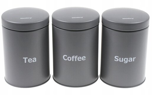 Klausberg KB7544 metalne kutije 3 kafa šećer čaj 11,5x16,5 cm siva