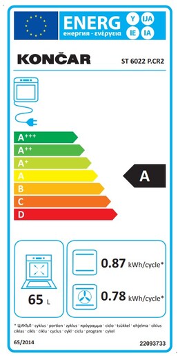 Končar električni šporet ST 6022 P.CR2