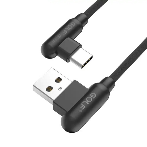 Golf GC-45TUSB 90°, USB-A na Tip-C, 1m, Crni Kabl