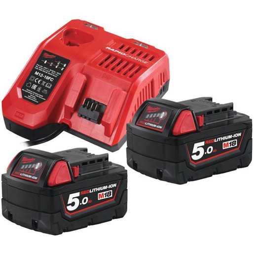 Milwaukee Brzi punjač + 2x baterije 18V/5Ah M18 NRG-502