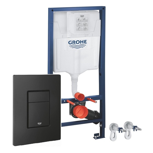 Grohe 38536001+38732KF0 Rapid SL ugradni vodokotlić sa setom za kačenje i aktivacionim tasterom Phantom Black četvrtastim