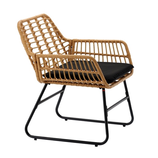 CHOMIK Baštenski set nameštaja, dve stolice i sto, braon sa crnim jastucima *3392