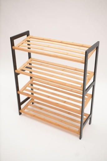 Bolzz Polica za obuću sa 4 nivoa BAMBOO BELA