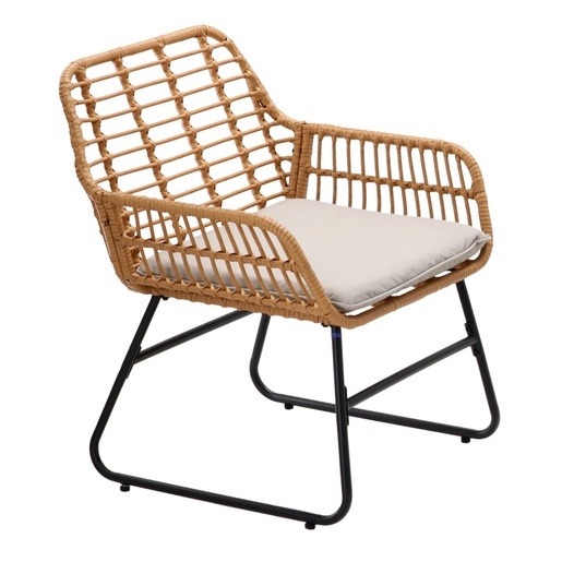 CHOMIK Baštenski set nameštaja 2 stolice + sto – braon sa sivim jastucima