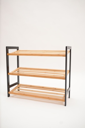 Bolzz Polica za obucu 3 nivoa bamboo crna