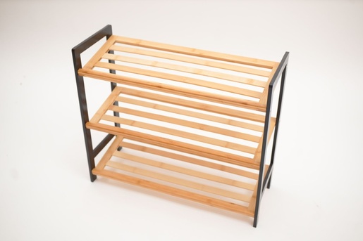 Bolzz Polica za obucu 3 nivoa bamboo crna