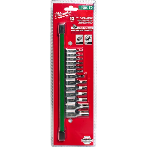 Milwaukee set nasadnih ključeva za bitove 1/4" - 3/8" na nosaču, Torx T8-T60, 13 delova 4932480565