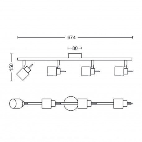 Philips Meranti spot svetiljka crna 4x35w,929003254201
