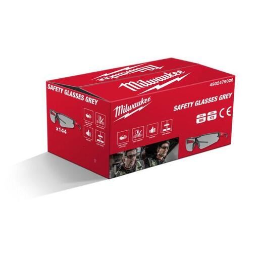 Milwaukee Zaštitne naočare otporne na ogrebotine, sive, 144 kom 4932479026
