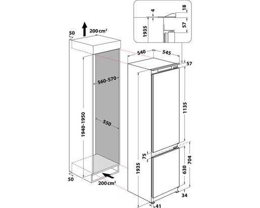 Whirlpool ugradni kombinovani frižider ART 9811 SF2