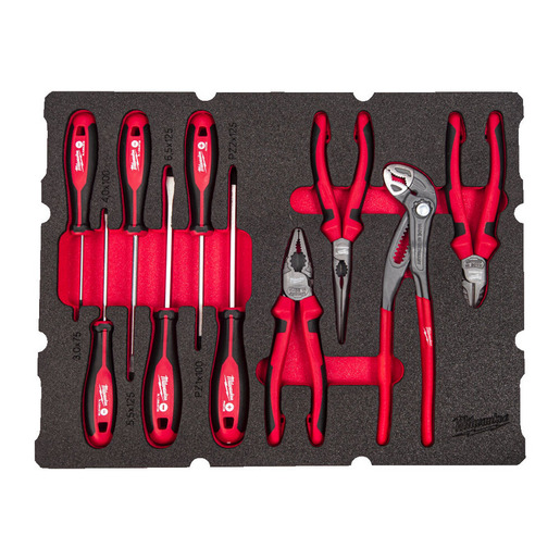 Milwaukee 10-delni Packout umetci od pene za fioku - set odvijača i klešta 4932493638