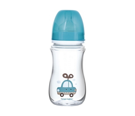 Canpol Babies Flasica 240Ml široki vrat, Antikolik - Easy Start- Exotic Animals Blue