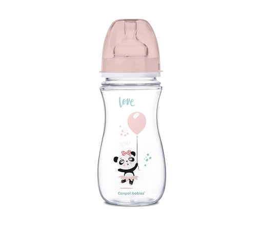 Canpol Babies Flasica 300Ml Siroki Vrat, Antikolik - Easy Start- Exotic Animals - Pink