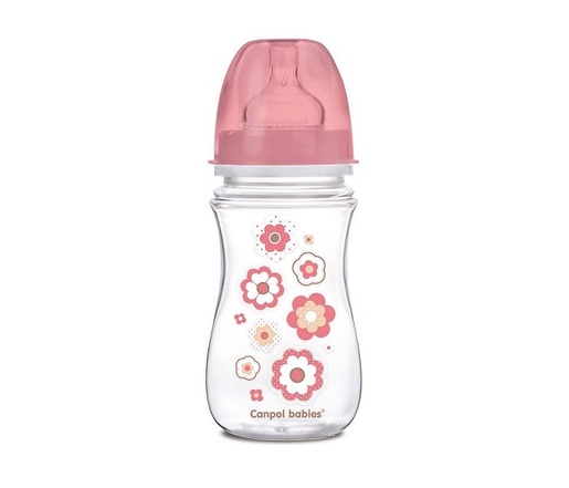 Canpol Babies Flasica Siroki Vrat,Antikolik 35/217 Easy Start - Newborn Baby 240Ml Pink