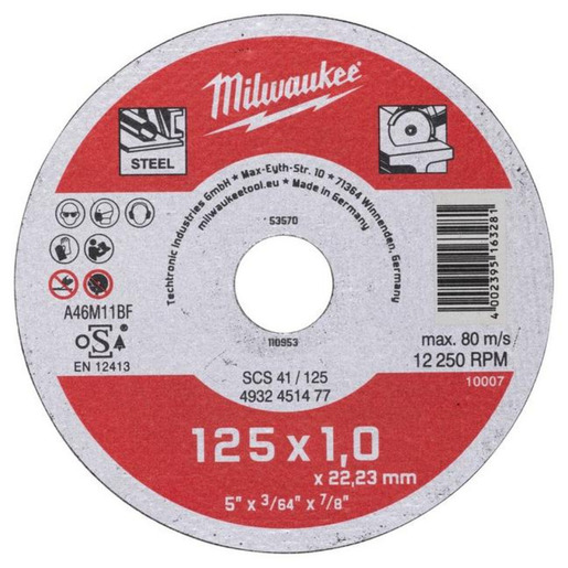 Milwaukee Set diskova za sečenje metala Contractor 125 x 1 mm 4932451478