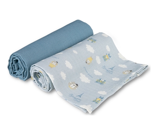 Canpol Babies Muslin (Pelena 70X70Cm) Bonjour Paris Blue - 2Kom