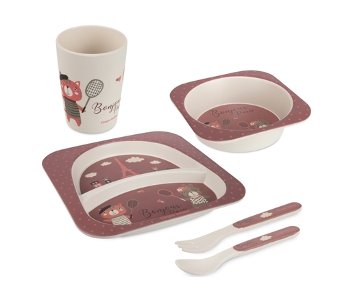 Canpol Babies Set Za Hranjenje 5 Delova 9/227 - Bonjour Paris Dark Red