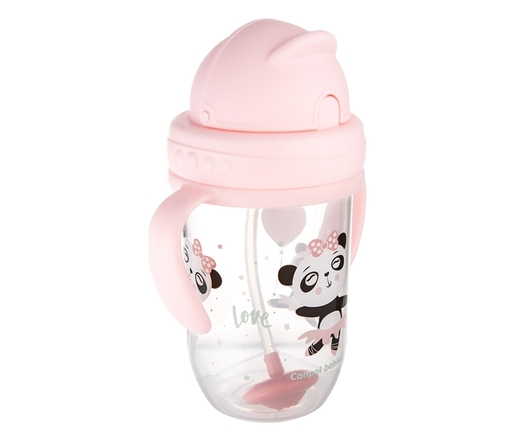 Canpol Babies Non-Spill sportska šolja Sa Slamcicom (Teg) 270Ml 56/606 Exotic Animals - Pink