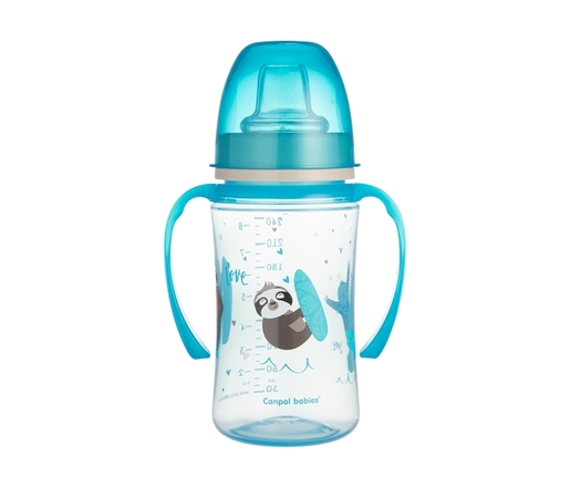 Canpol Babies šolja sa drškama koje svetle u mraku 6M+ "Exotic Animals" - 240Ml - Blue