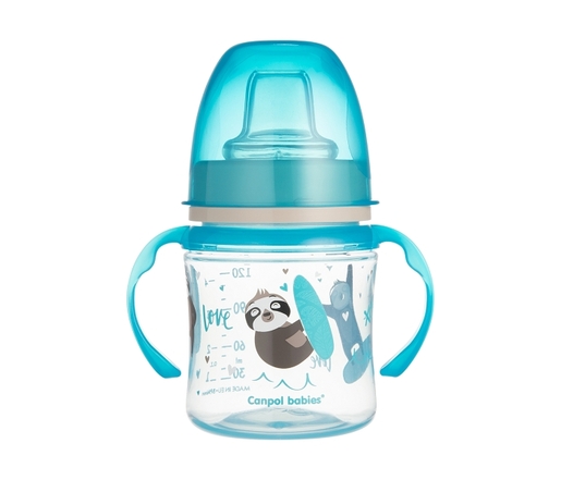 Canpol Babies šolja sa drškama koje svetle u mraku 6M+ "Exotic Animals" - 120Ml - Blue