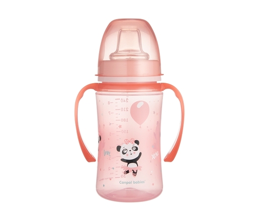 Canpol Babies šolja sa drškama koje svetle u mraku 6M+ "Exotic Animals" - 240Ml - Pink
