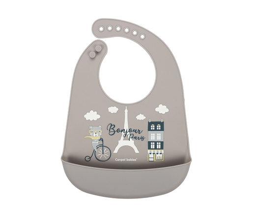Canpol Babies Silikonska portikla sa džepom Bonjour Paris Navy Beige 74/027