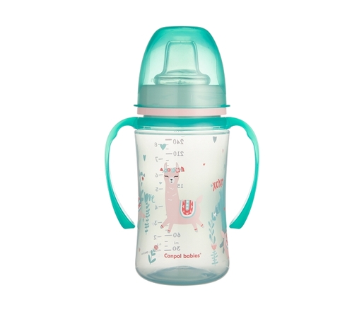 Canpol Babies šolja sa drškama koje svetle u mraku 6M+ "Exotic Animals" - 240Ml - Green