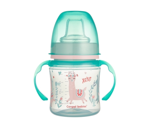 Canpol Babies šolja sa drškama koje svetle u mraku 6M+ "Exotic Animals" - 120Ml - Green