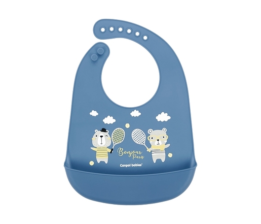 Canpol Babies Silikonska portikla sa džepom Bonjour Paris Navy Blue 74/027