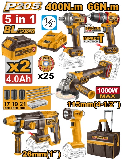 INGCO Set aku alata 5/1 SUPER CKLI2058