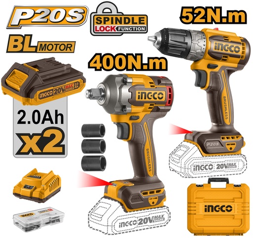 INGCO Aku set (bušilica 52nM + odvijač 400nM) SUPER CKLI20271E