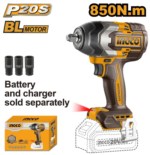 INGCO Aku udarni odvijač 1/2" 850NM SOLO SUPER CIWLI20851