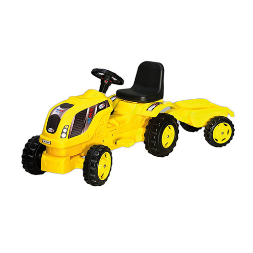 Traktor sa prikolicom jednobojni, žuti