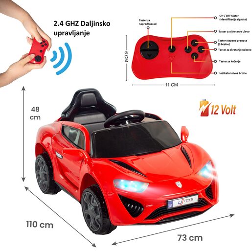 Auto Jagor 12V R/C Crveni