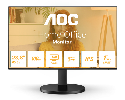 Monitori 23.8 AOC 24B3HA2, FHD, IPS, Adaptive Sync, 1ms, 100Hz