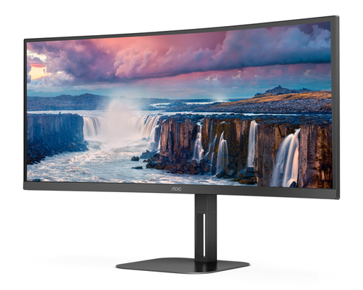 Monitor 34 AOC CU34V5C/BK, UWQHD, VA, 1ms, DP, 100Hz, USB-C 65W, zakrivljeni