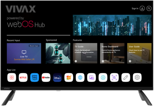 VIVAX Imago LED TV-32LE110WO, HD Ready, WebOS Smart TV, DVB-T2 H.265 / T / S2 / C / S2, Screen mirroring, Dolby Digital