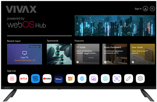 VIVAX Imago LED TV-40LE110WO, FullHD, WebOS Smart TV, DVB-T2 H.265 / T / S2 / C / S2, Screen mirroring, Dolby Digital
