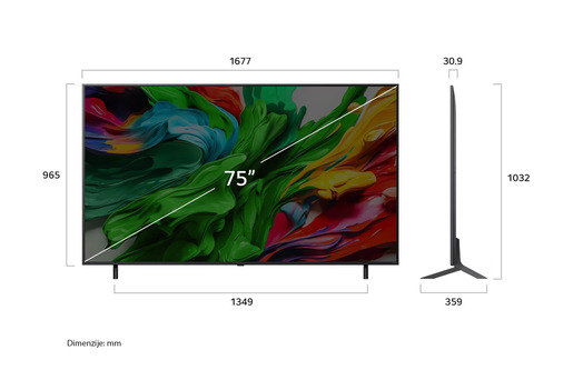 LG QNED evo AI TV 75QNED87A3B, 4K Ultra HD, WebOS Smart TV, VRR 144Hz, α8 AI Processor 4K Gen2, Dynamic Tone Mapping, Magic remote