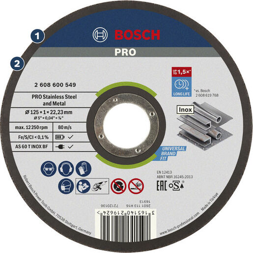 Bosch PRO Stainless Steel and Metal rezna ploča 125x1 mm AS 60 T INOX BF oSa ravna 2608600549