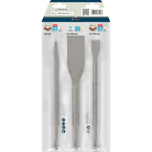 Bosch PRO SDS plus-5C set dleta (špic 250 mm, za pločice 40x260 mm, lopatasto 20x250 mm) 3/1 2607019159